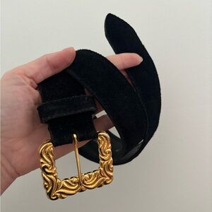 Charles Garre Suede Belt with Gold Buckle
